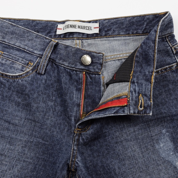 Etienne Marcel Women's Leopard Distressed Tapered Denim Jeans Blue Size 27 - Picture 7 of 9